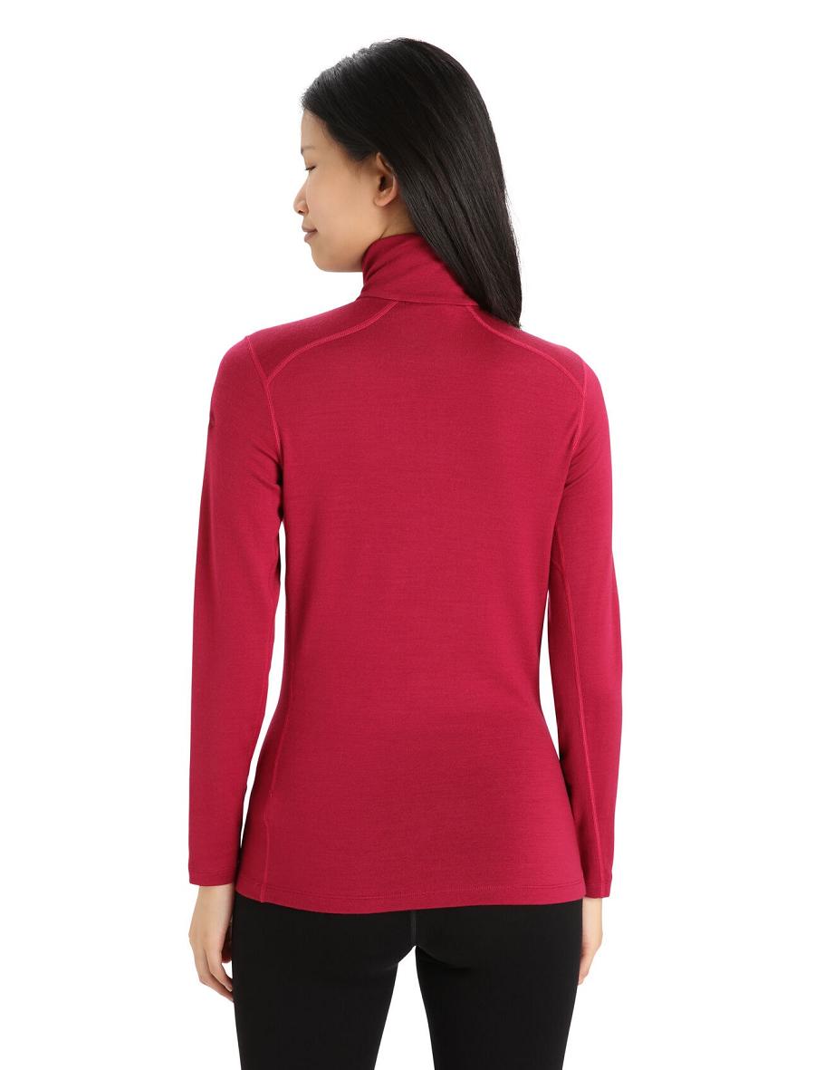 Women's Icebreaker Merino 260 Tech Long Sleeve Half Zip Thermal Top Base Layers Cherry | CA 1034CTVE